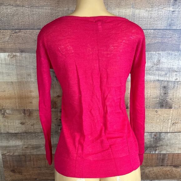 𝅺Joie Lightweight Semi Sheer Solid Red Sweater Size Medium - Picture 3 of 8